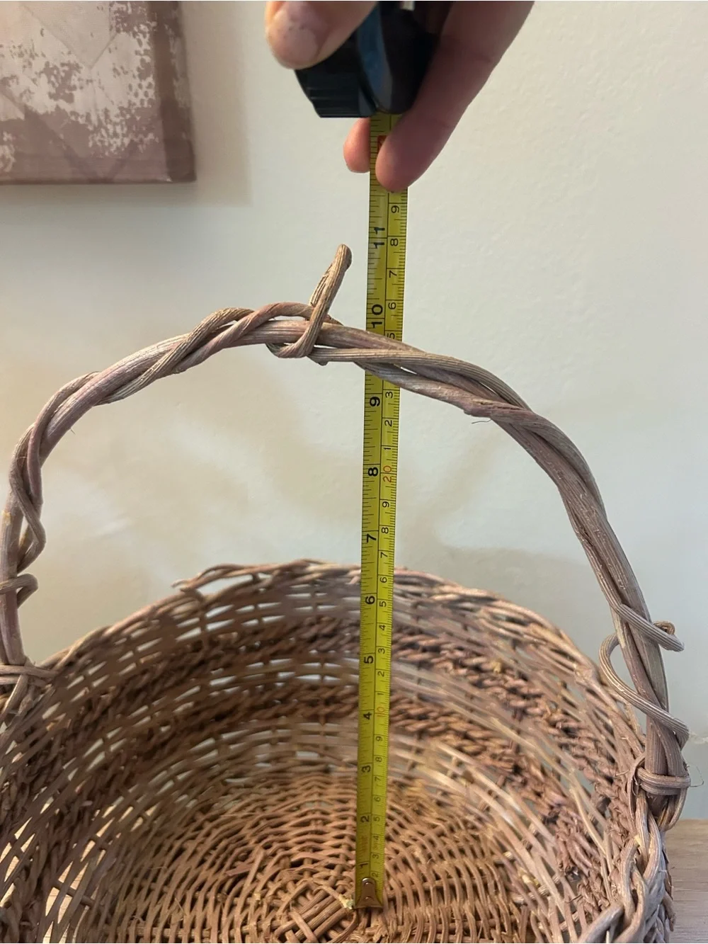 Vintage Woven Handled Basket in Dusty Mauve